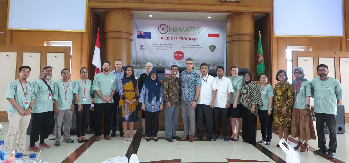 NZMATES programme partners: PMO staff, NZ Embassy staff, with representatives from EBTKE, PLN, Mercy Corps Indonesia and Infratec Ltd.